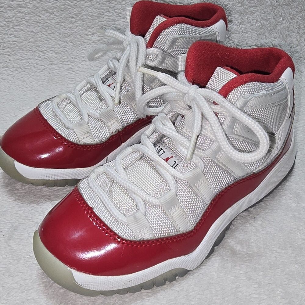 Air Jordan 11 Retro PS Toddler Kids Sz 12C Sneakers Cherry Red 378039-116 Shoes